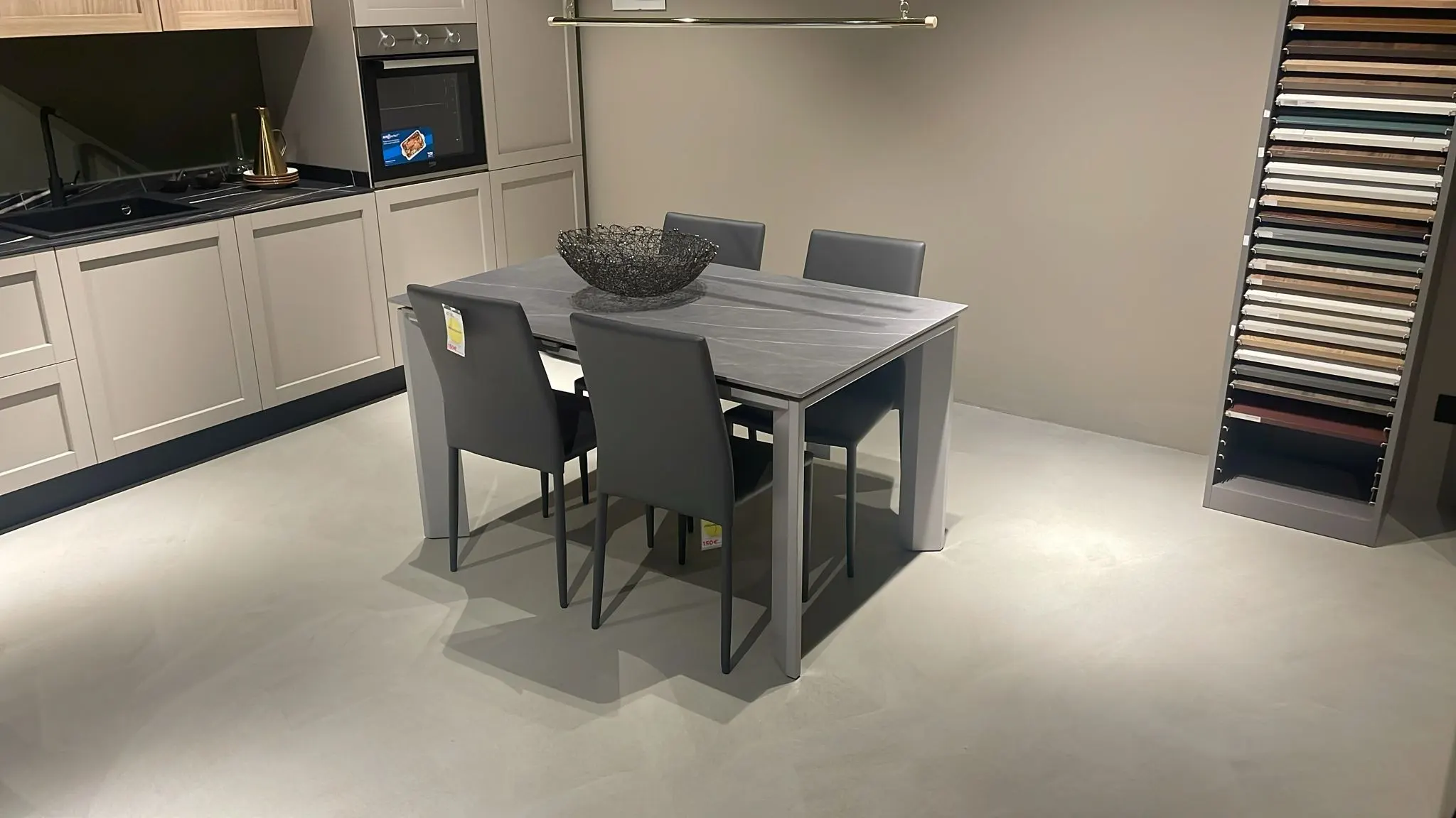 Set tavolo allungabile Vitrum Grey con 4 sedie
