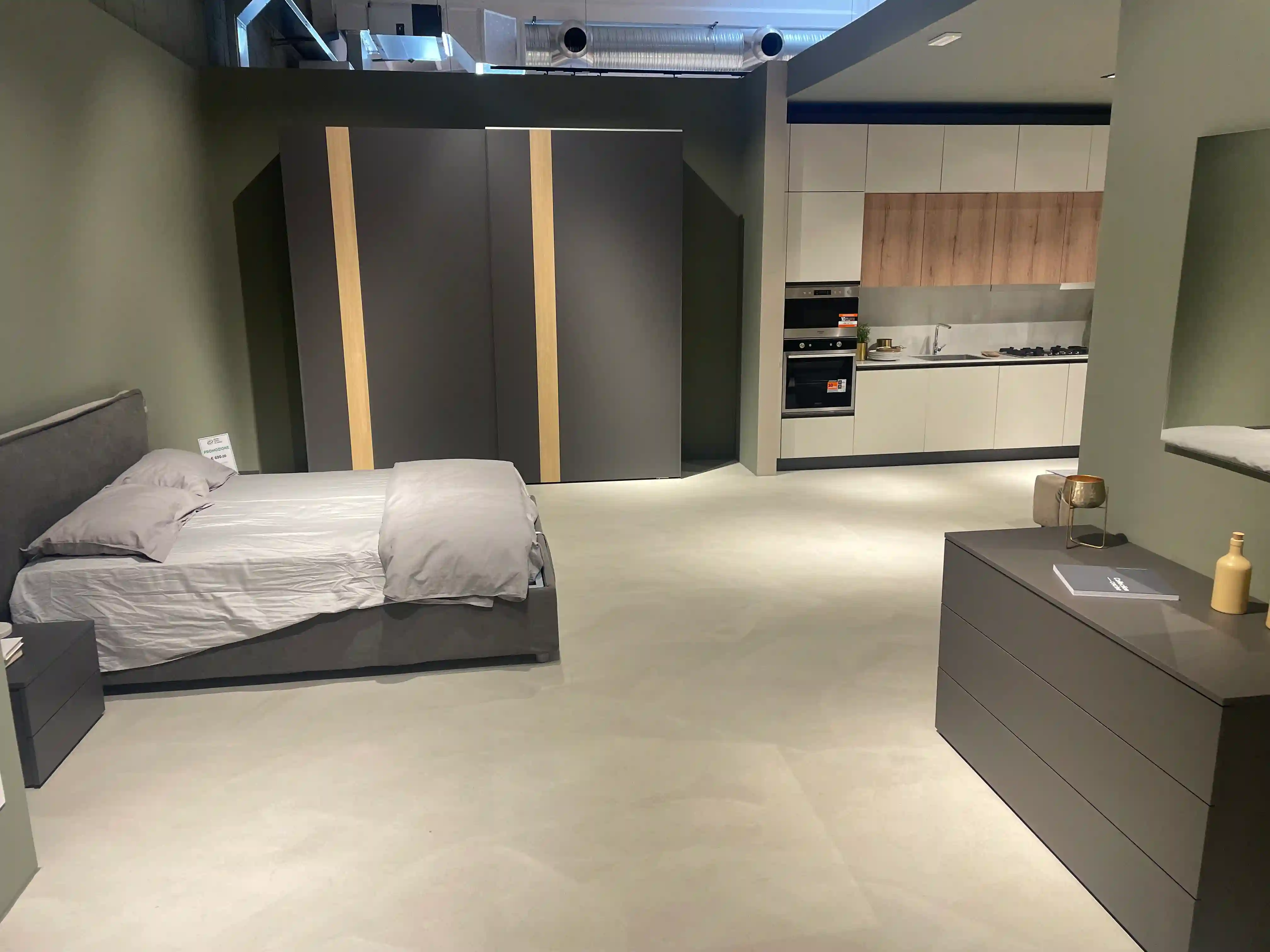 Camera completa Moon in finitura lavagna e rovere