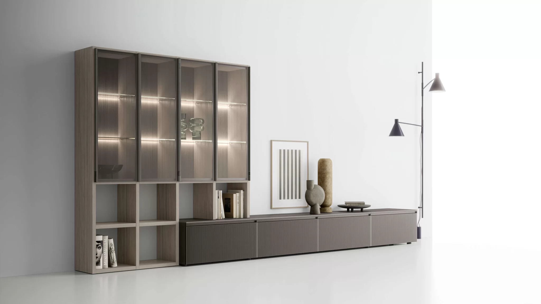 Soggiorno con base sospesa cannettata