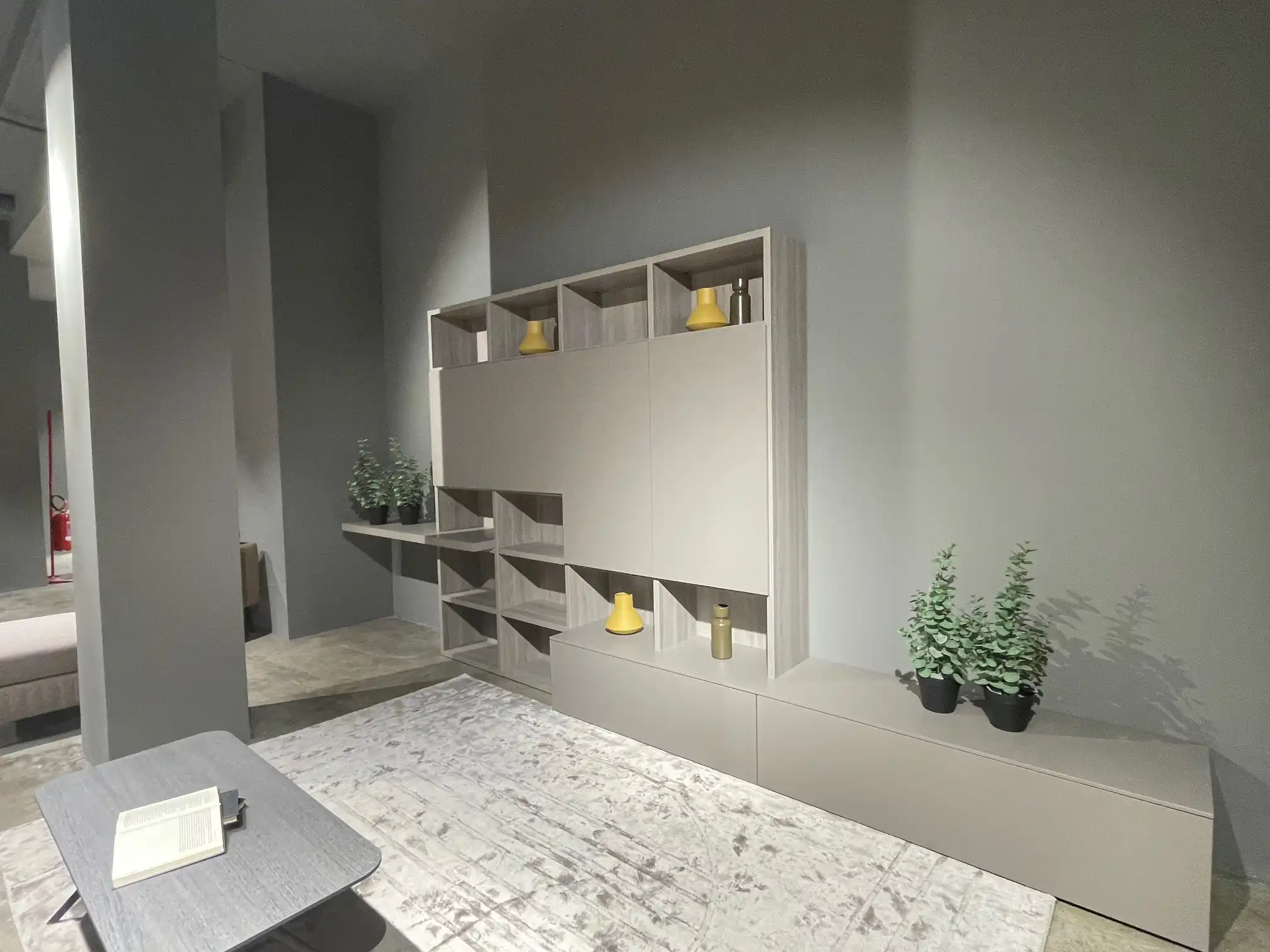 Composizione soggiorno Orme con ante in platino