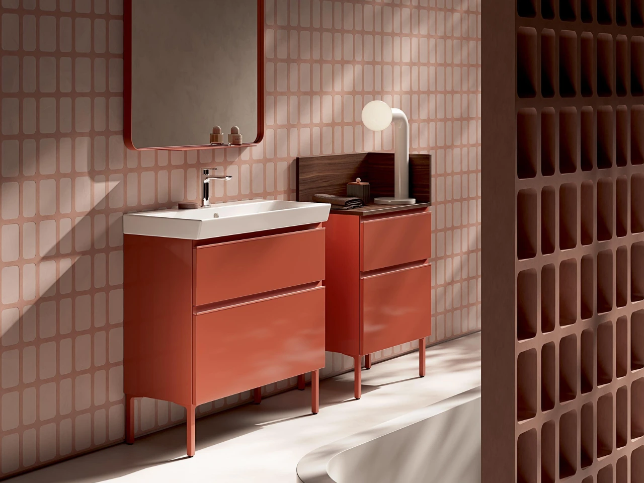 Mobile bagno laccato lucido ambra