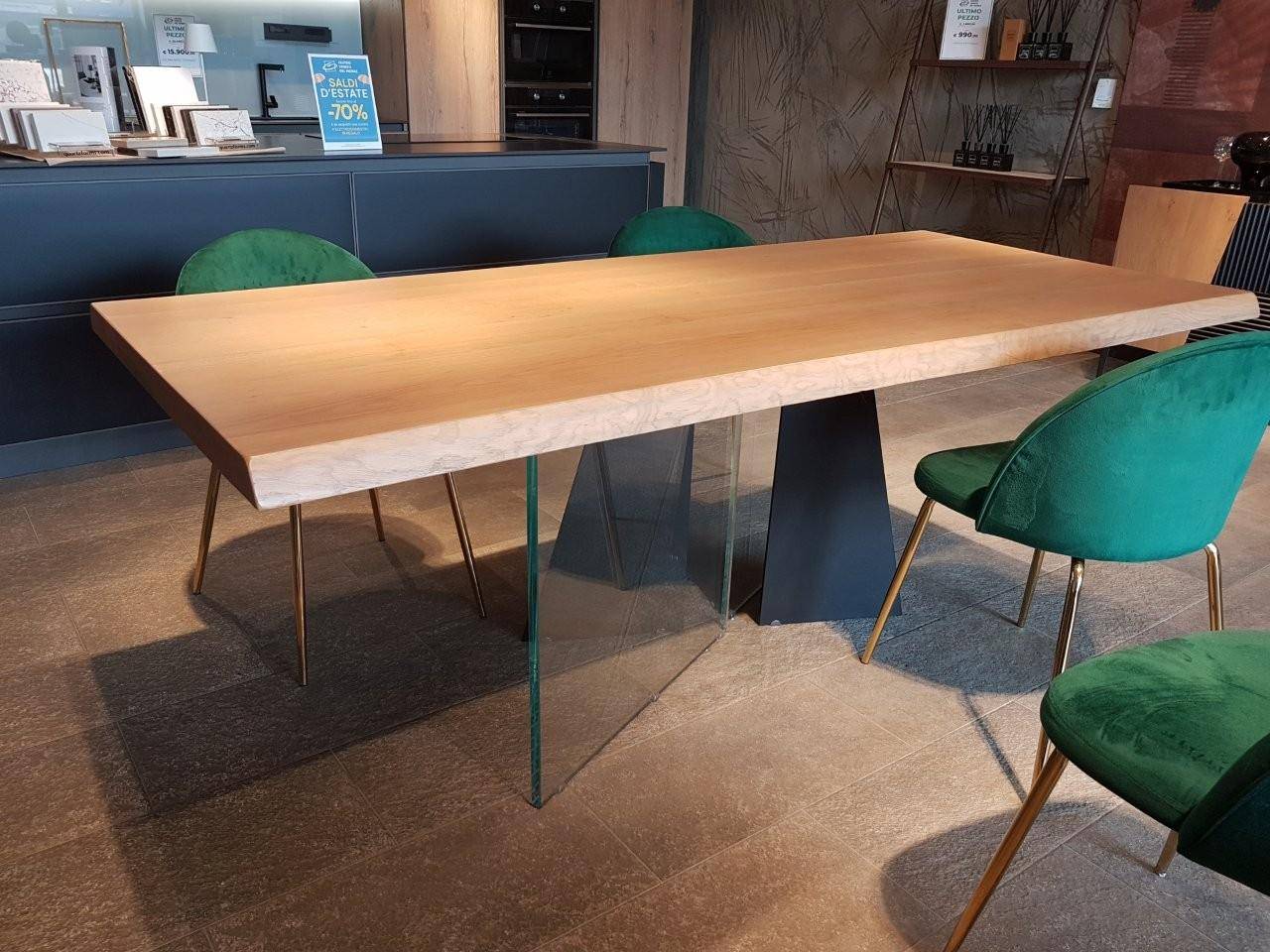 Tavolo San Francisco in rovere e vetro