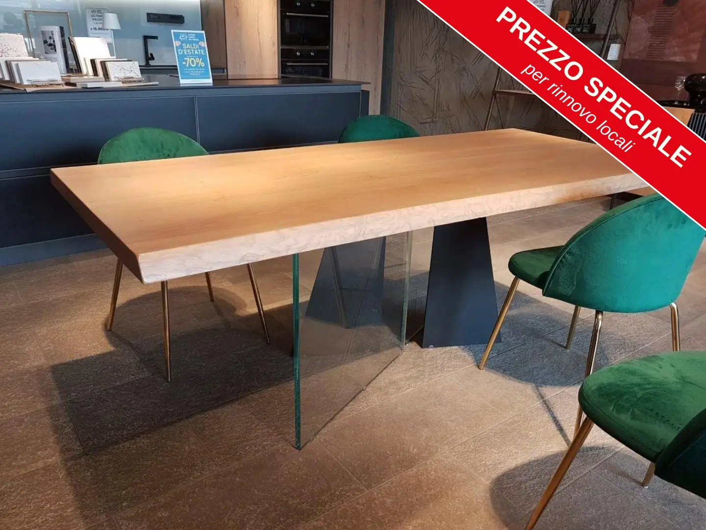 Tavolo San Francisco in rovere e vetro