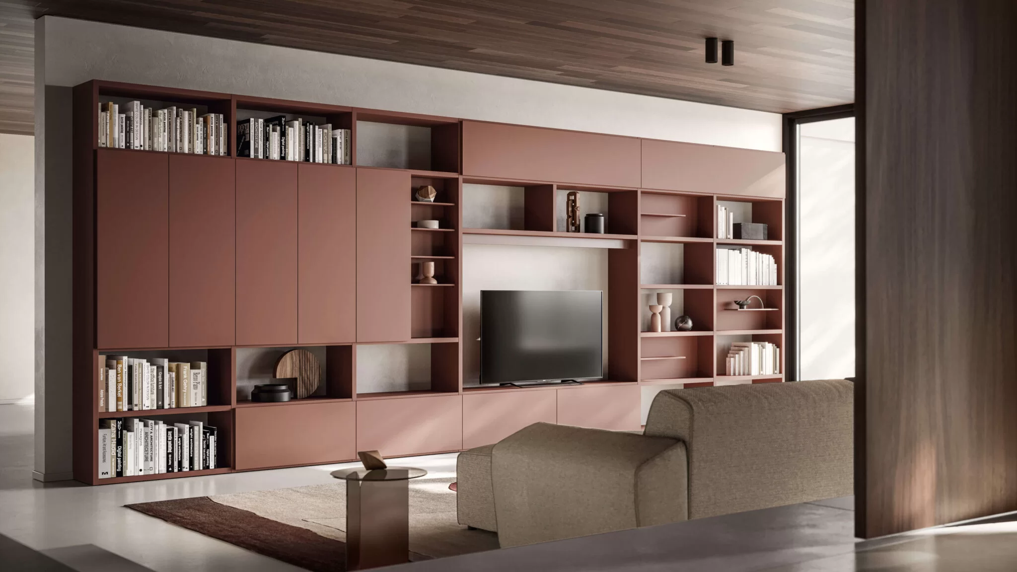 Libreria con parete porta tv